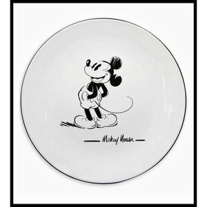 Set Of 2 NWT 2021 Disney Mickey Mouse Ceramic Dinner Plate 10.5" Black White NEW